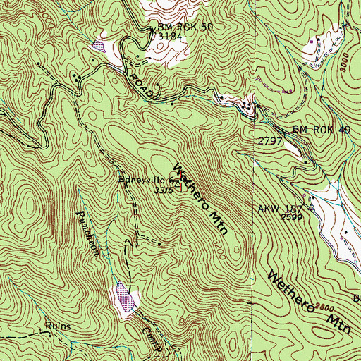Topographic Map of Wethero Mountain, NC