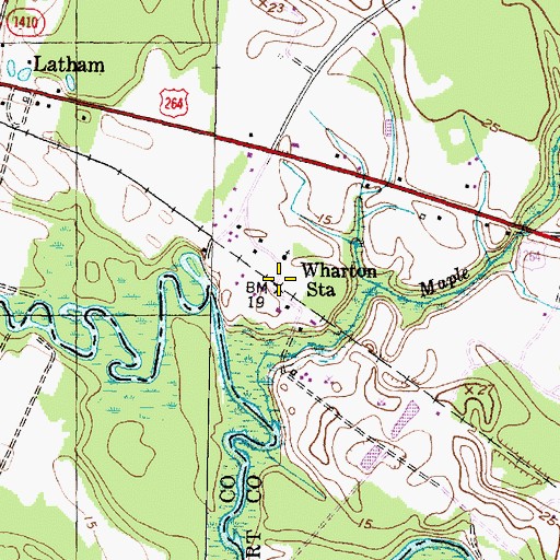 Topographic Map of Wharton Station, NC