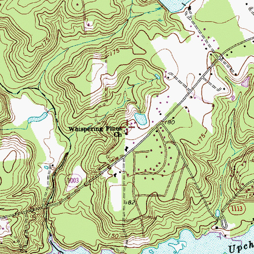 Topographic Map of Whispering Pines Church, NC