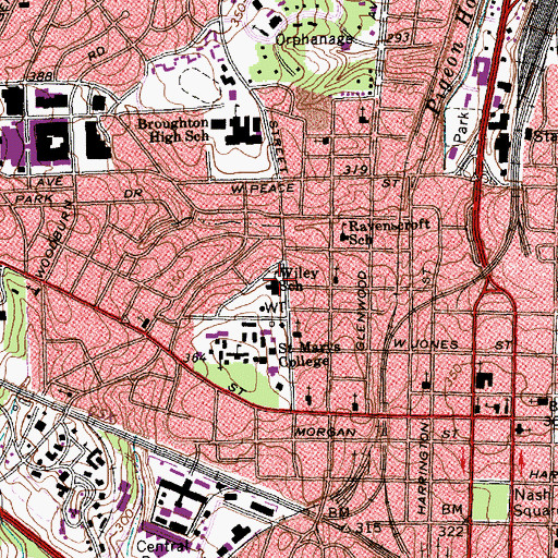 Topographic Map of Wiley School, NC