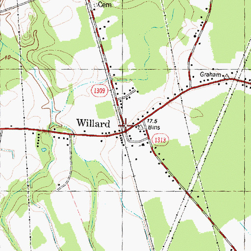 Topographic Map of Willard, NC