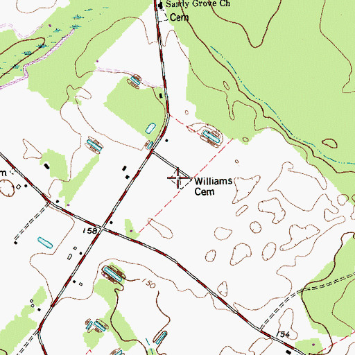 Topographic Map of Williams Cemetery, NC