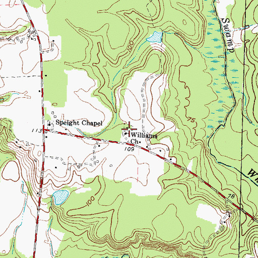 Topographic Map of Williams Church, NC