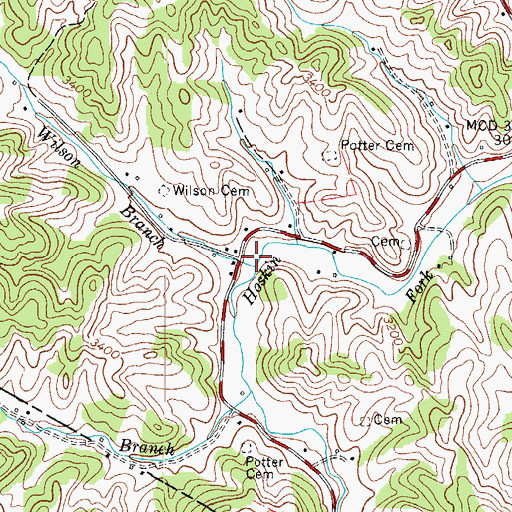 Topographic Map of Wilson Branch, NC