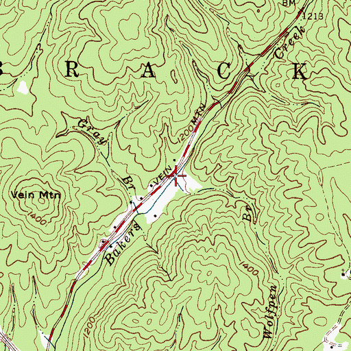 Topographic Map of Wolfpen Branch, NC