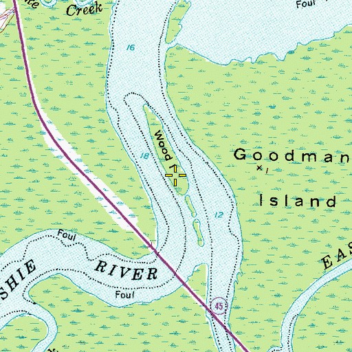 Topographic Map of Wood Island, NC