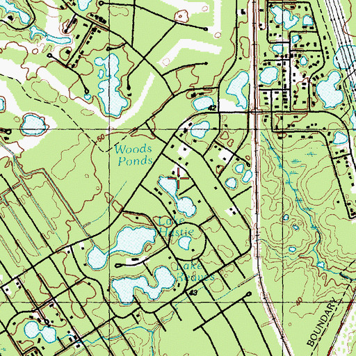 Topographic Map of Woods Ponds, NC