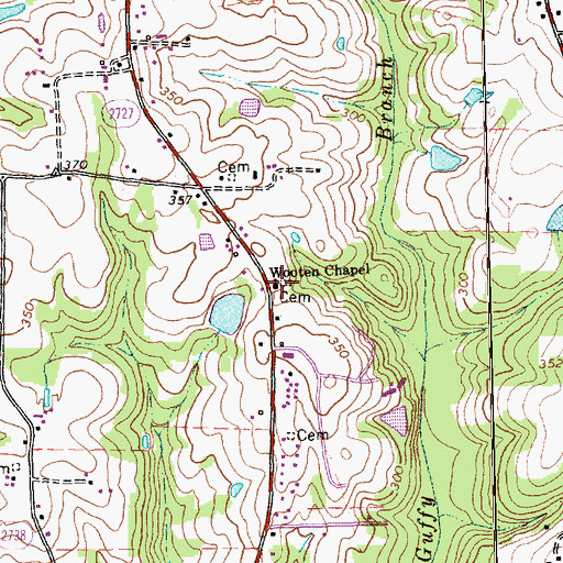 Topographic Map of Wooten Chapel, NC