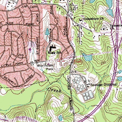 Topographic Map of Worthdale Park, NC