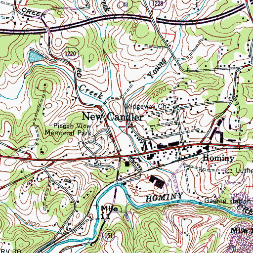 Topographic Map of Young Branch, NC