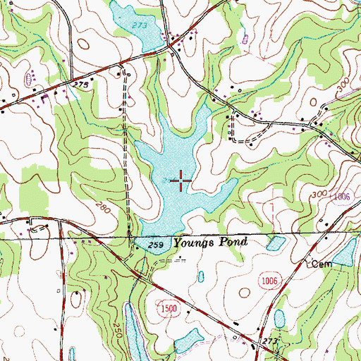 Topographic Map of Youngs Pond, NC