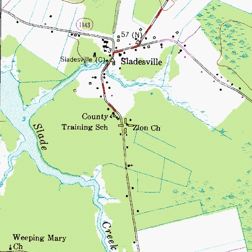 Topographic Map of Zion Church, NC