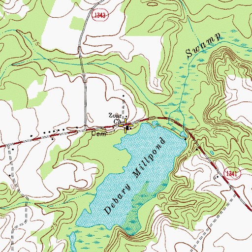Topographic Map of Zoar Church, NC