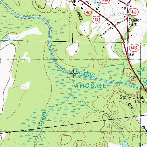 Topographic Map of Stony Creek, NC