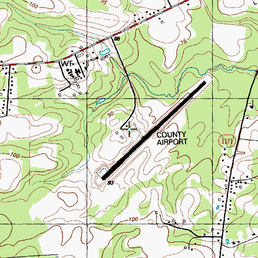 Topographic Map of Columbus County Municipal Airport, NC