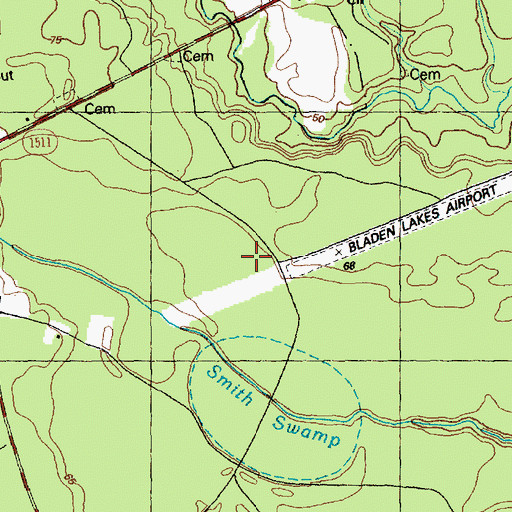 Topographic Map of Bladen Lakes Airport (historical), NC
