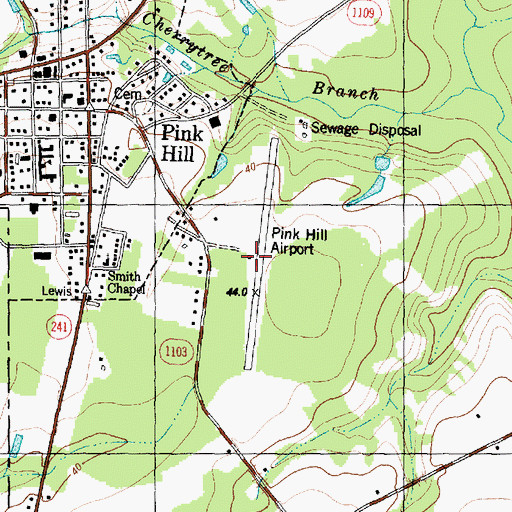 Topographic Map of Pink Hill Airport, NC