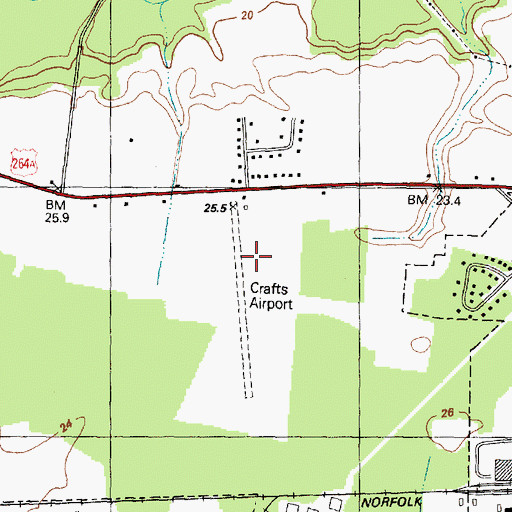 Topographic Map of Crafts Airport (historical), NC