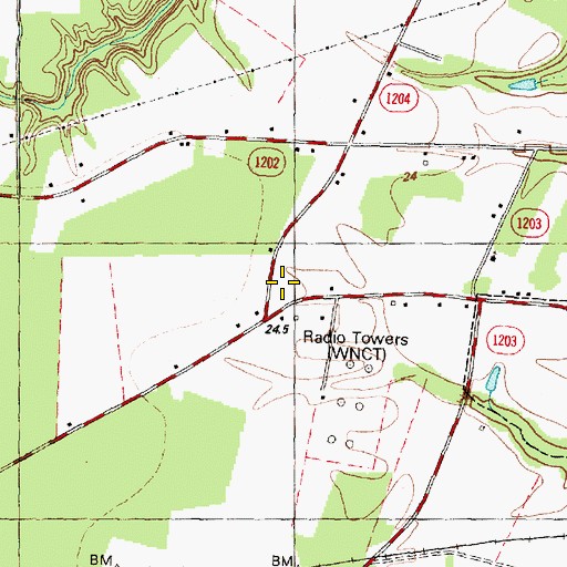 Topographic Map of Pitt County Memorial Hospital Airport, NC