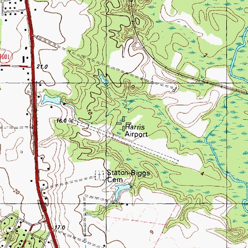 Topographic Map of Harris Airport (historical), NC