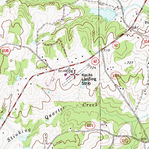 Topographic Map of Kecks Airport, NC
