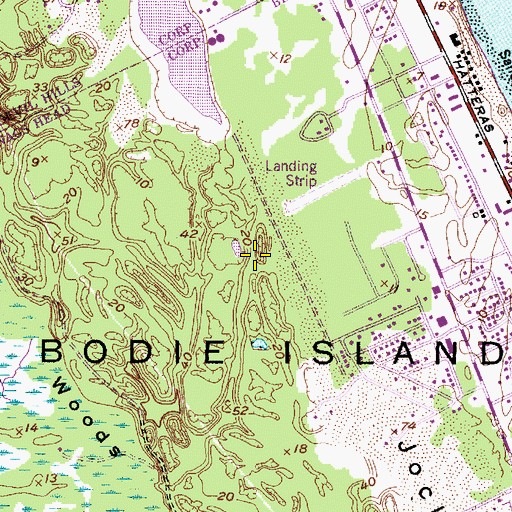 Topographic Map of Outer Banks Airport, NC