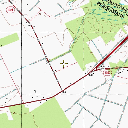 Topographic Map of Woodville Airport (historical), NC