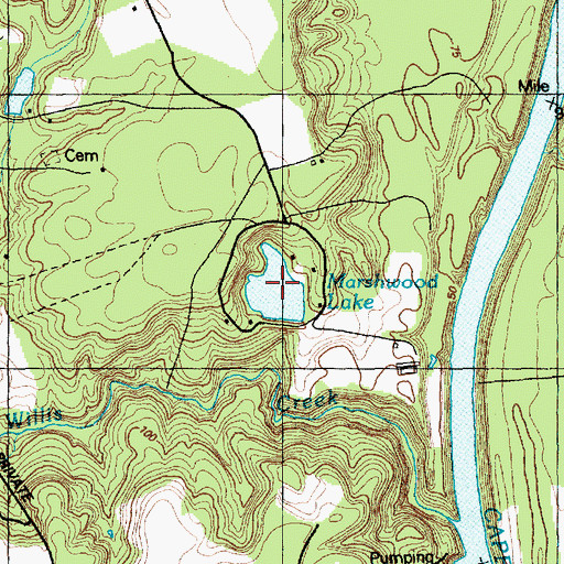 Topographic Map of Marsh Wood Lake, NC