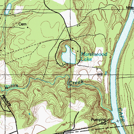 Topographic Map of Marsh Wood Lake Dam, NC