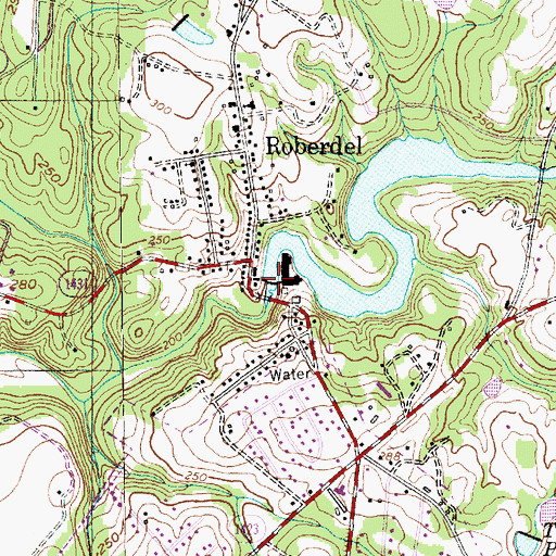 Topographic Map of Roberdel Pond Dam, NC