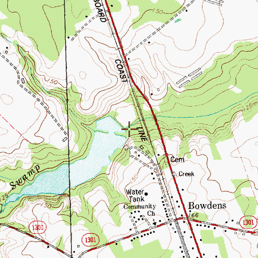 Topographic Map of Bowden Millpond Dam, NC