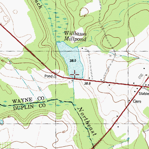 Topographic Map of Williams Millpond Dam, NC