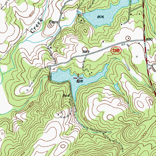 Topographic Map of Kings Mountain City Lake Number Two, NC