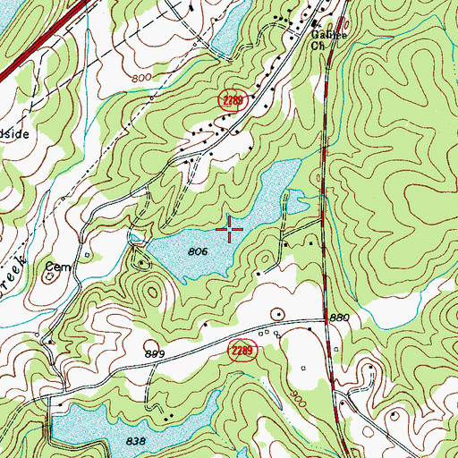 Topographic Map of Kings Mountain Number One Lake, NC