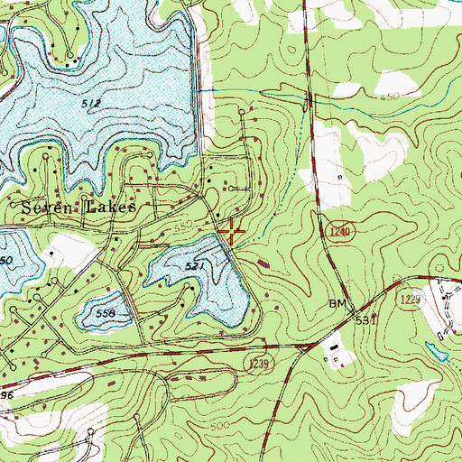 Topographic Map of Seven Lakes Dam Number Three, NC