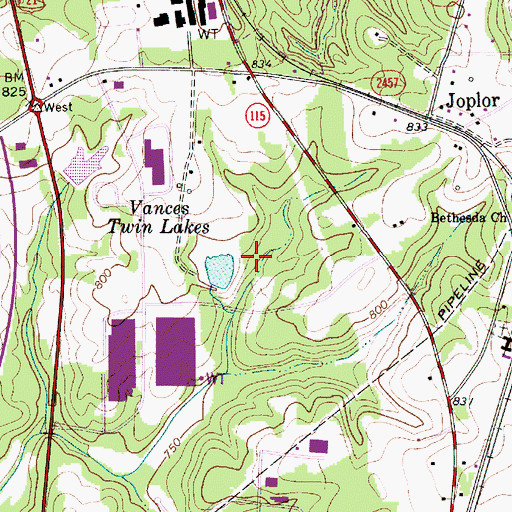 Topographic Map of Vance Pond Dam Number Two, NC