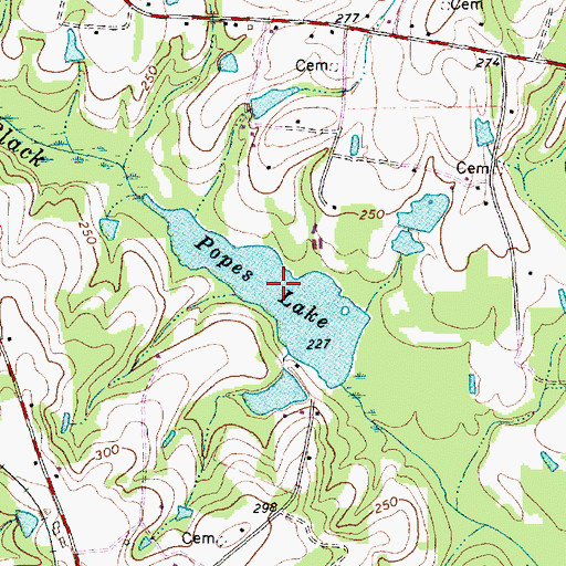 Topographic Map of Popes Lake Dam, NC