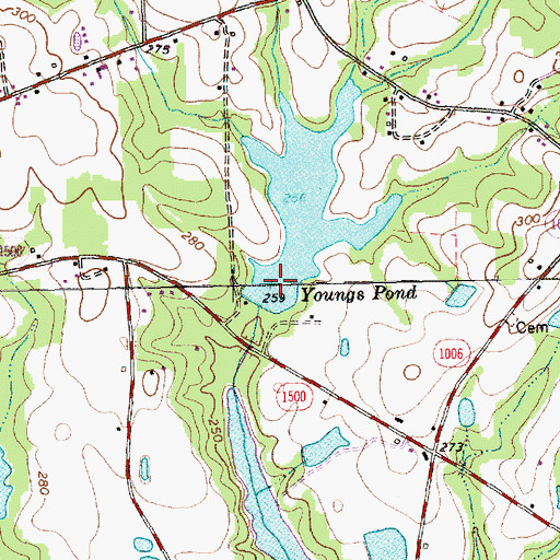Topographic Map of Youngs Pond Dam, NC