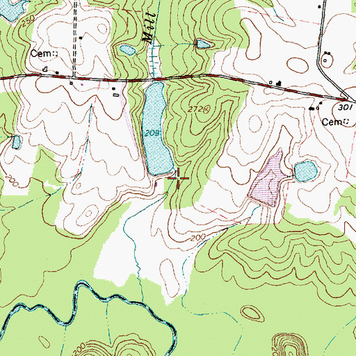 Topographic Map of Langdons Pond Number One Dam, NC