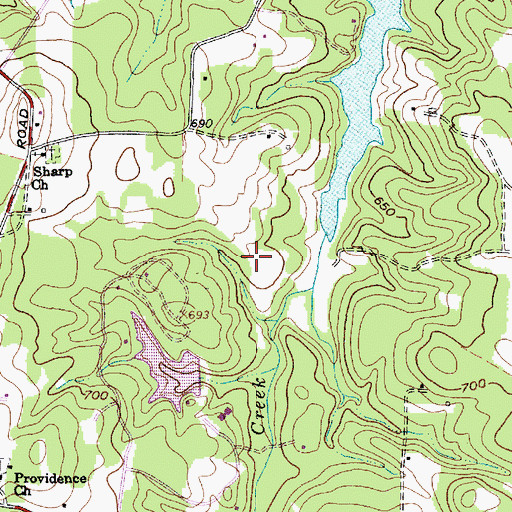 Topographic Map of Dan Nicholas Lake Dam, NC