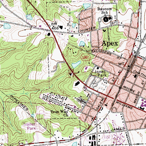 Topographic Map of Grey Pond, NC