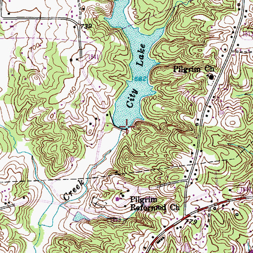 Topographic Map of Lexington Storage Reservoir Dam, NC