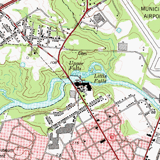 Topographic Map of Rocky Mount Mill Pond, NC